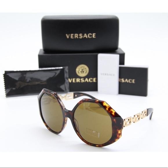 NEW VERSACE VE4395 108/73 WOMEN’S OVERSIZED SUNGLASSES MOD 4395 HAVANA BROWN - Picture 8 of 10